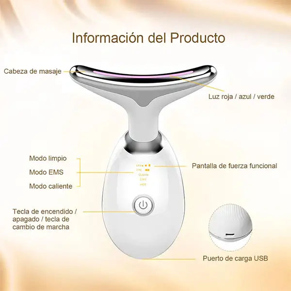 MASAJEADOR FACIAL Y CUELLO CON LUZ LED