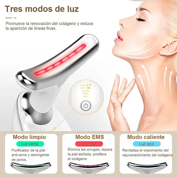 MASAJEADOR FACIAL Y CUELLO CON LUZ LED